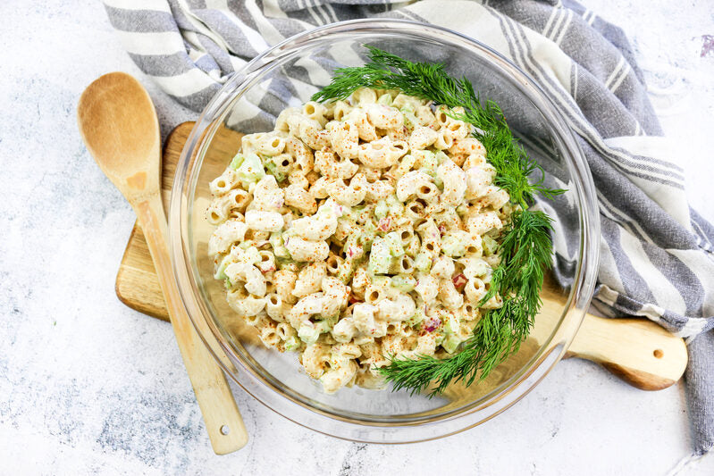 Vegan Deviled Egg Macaroni Salad