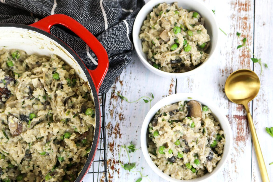 Creamy Vegan Cauliflower Mushroom Risotto