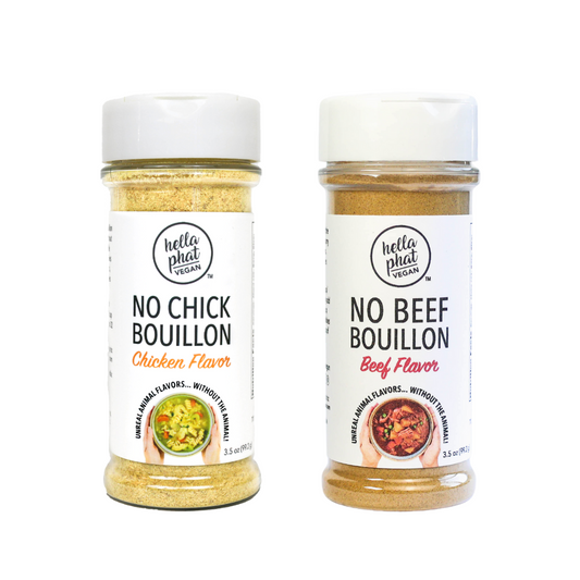 Hella Phat Vegan Duo Pack featuring No Chick and No Beef Bouillon jars