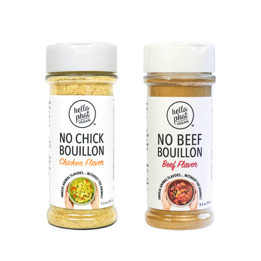 Hella Phat Vegan Bouillon Bundle - No Chick & No Beef Bouillon, 2-Pack, Flavorful Plant-Based Seasoning, Nutrient-Rich, No Harmful Additives, 3.5 oz Each